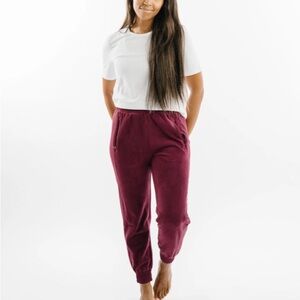 ZYIA Active Maroon Fleece Active Joggers #4086  Size L